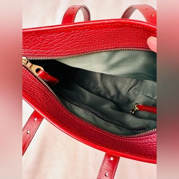 Vintage Dooney and Bourke Pebbled Leather Tote Bag in Deep Burgundy Color - Picture 9 of 12